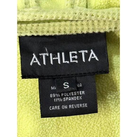Athleta Womens Coat Jacket Small Lime Green Full Double Zip Hooded Snowflake - Picture 9 of 10
